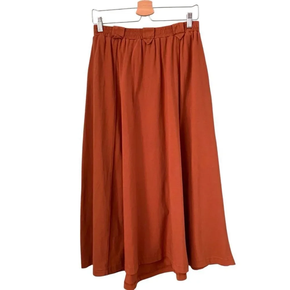 Vintage White Stag Embroidered Button-Down Skirt in Rust Color Size Medium